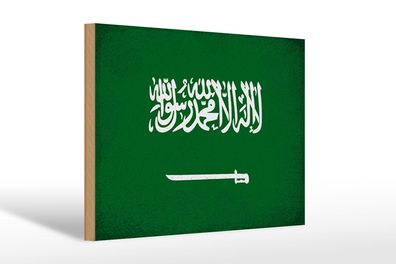 Holzschild Flagge Saudi-Arabien 30x20 cm Arabia Vintage Deko Schild wooden sign