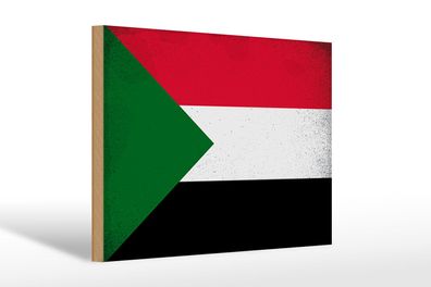 Holzschild Flagge Sudan 30x20 cm Flag of Sudan Vintage Deko Schild wooden sign
