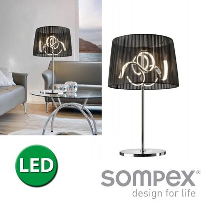 Tischlampe LED Design Tischleuchte modern Luxus Stoffschirm schwarz Wohnzimmer