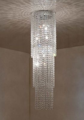 Kristall Deckenleuchte Pendelleuchte Deckenlampe mit Kristallbehang 150 cm lang