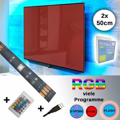 RGB LED Streifen f. Fernseher Hintergrundbeleuchtung LED Stripe TV USB 2x50cm
