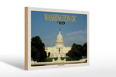 Holzschild Reise 30x20 cm Washington DC USA United States Capitol wooden sign
