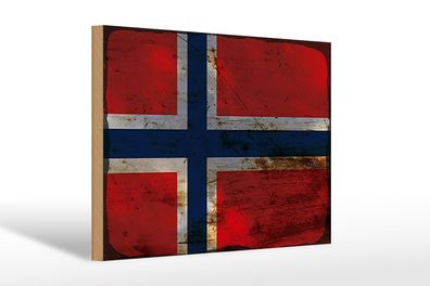 Holzschild Flagge Norwegen 30x20 cm Flag Norway Rost Deko Schild wooden sign