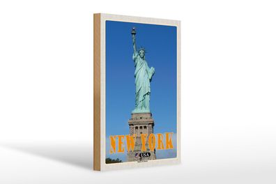 Holzschild Reise 20x30cm New York Statue of Liberty Freiheitsstatue wooden sign