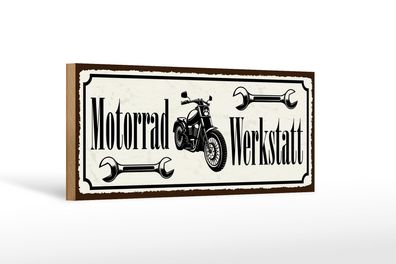 Holzschild Hinweis 27x10 cm Motorrad Werkstatt Holz Deko Schild wooden sign