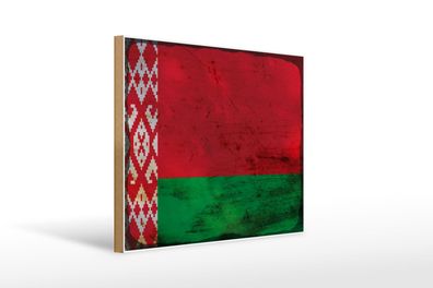 Holzschild Flagge Weißrussland 40x30 cm Flag Belarus Rost Schild wooden sign