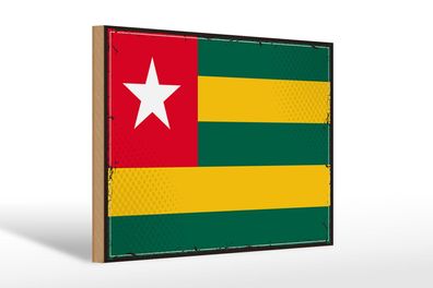 Holzschild Flagge Togos 30x20 cm Retro Flag of Togo Deko Schild wooden sign