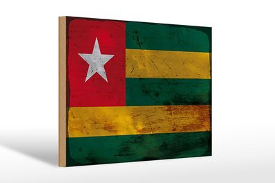 Holzschild Flagge Togo 30x20 cm Flag of Togo Rost Deko Schild wooden sign