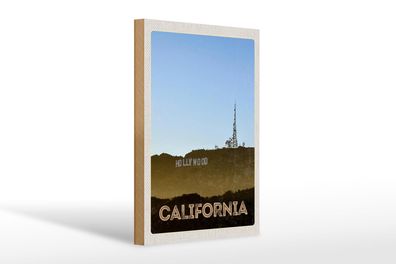 Holzschild Reise 20x30 cm California Amerika Hollywood Star Schild wooden sign