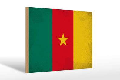 Holzschild Flagge Kamerun 30x20cm Flag of Cameroon Vintage Schild wooden sign