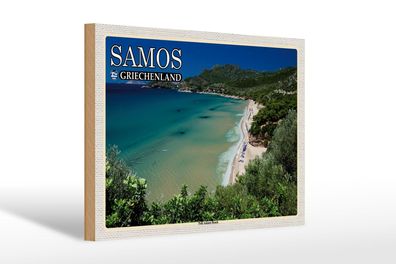 Holzschild Reise 30x20 cm Samos Griechenland Psili Ammos Beach Deko wooden sign