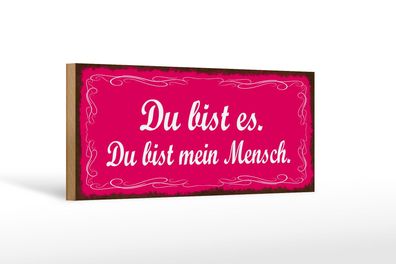 Holzschild Spruch 27x10 cm Du bist es du bist mein Mensch Schild wooden sign