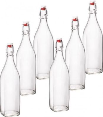 Swing Bügelflasche 1,0L - 6 Stück Bügelverschlussflasche Glasflasche