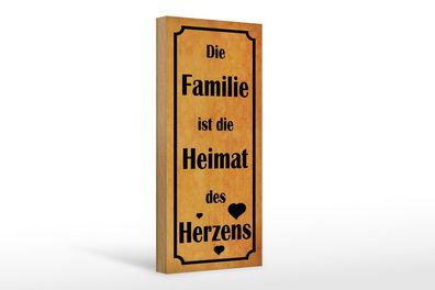 Holzschild Spruch 10x27cm Familie ist Heimat des Herzens Deko Schild wooden sign