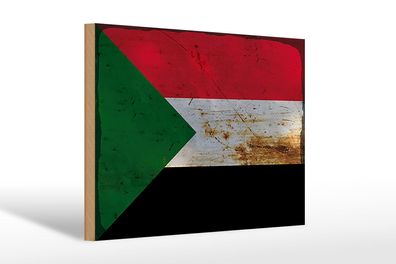 Holzschild Flagge Sudan 30x20 cm Flag of Sudan Rost Deko Schild wooden sign