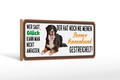 Holzschild Tier Spruch 27x10cm Berner Sennenhund gestreichelt Schild wooden sign