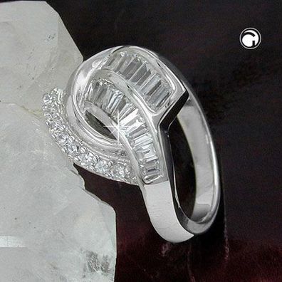 Ring 17mm mit vielen Zirkonias glänzend rhodiniert Silber 925