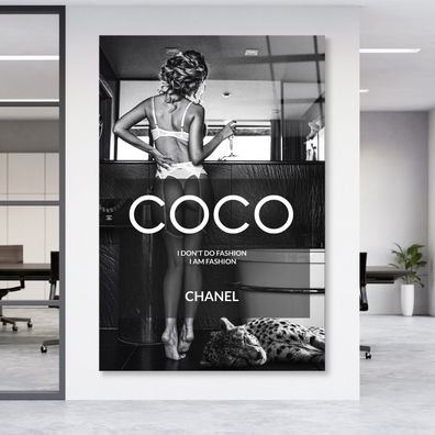 COCO CHANEL Luxury Leinwand , Acrylglas + Aluminium , Canvas , Poster , Wandbild