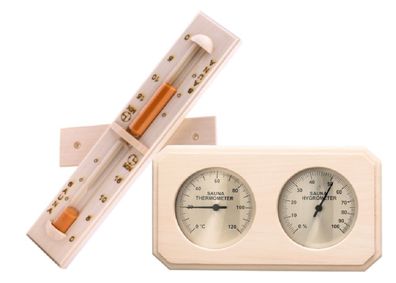 Sauna Set Espe 2 tlg | Sanduhr & Thermometer Hygrometer Holz Klimamesser Zubehör