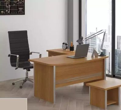 Hellbrauner Eckschreibtisch Büromöbel Luxus Office Einrichtung Design