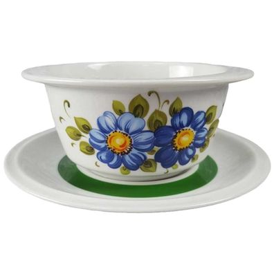 Suppentasse mit Untertasse Winterling Röslau Bunte Blumen 2tlg. blau-grün-gelb