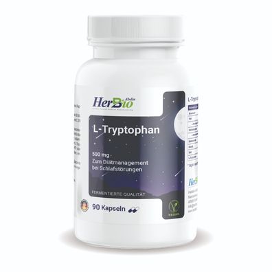 HerbBio L-Tryptophan vegane Kapseln 500 mg - 90 hochdosierte Kapseln