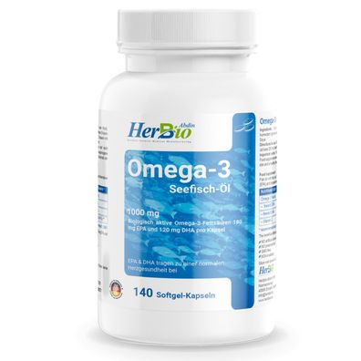 Omega-3 140 Kapseln 1000mg Fischöl pro Kapsel mit 180mg EPA und 120mg DHA