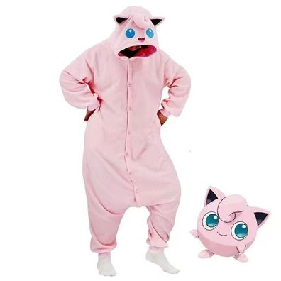 Anime Jigglypuff Jumpsuit Tier Hooded Pyjamas Flanell Nachtwäsche Cos Schlafmantel