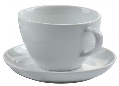 Jumbotasse Bistro 400ml mit Untertasse Porzellan Milchkaffee Tasse