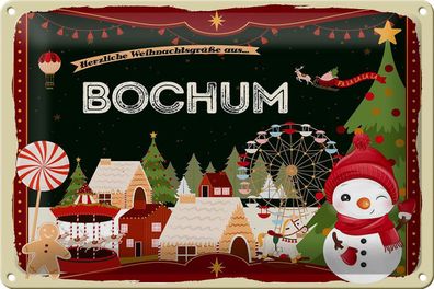 Blechschild Weihnachten Grüße aus BOCHUM Geschenk Deko Schild tin sign 30x20 cm