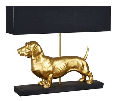 Dackellampe Leuchte Dackel Gold Lampe Dachshund Hundelampe Tischlampe 60cm