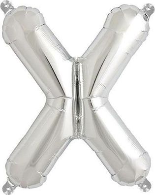 Folienballon X silber, wiederverwendbar und mit selbstschließendem Ventil