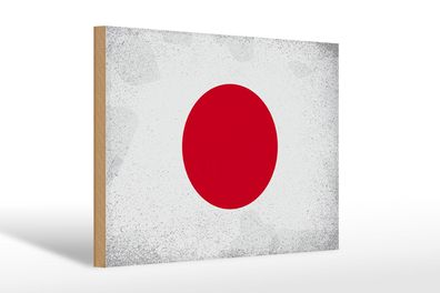Holzschild Flagge Japan 30x20 cm Flag of Japan Vintage Deko Schild wooden sign