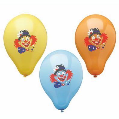 Papstar Luftballons mit Druck von Clowngesichter für Helium 6 Stück