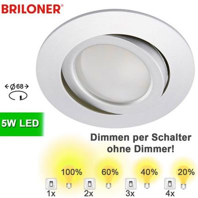 LED Einbauspot dimmbar per Schalter schwenkbar Alu 68 mm