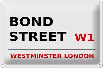 Blechschild London 30x20 cm Bond Street W1 Metall Deko Schild tin sign