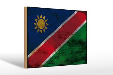 Holzschild Flagge Namibia 30x20 cm Flag of Namibia Rost Deko Schild wooden sign