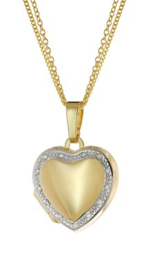 trendor Schmuck Halskette mit Herz-Medaillon Gold auf Silber 925 15644