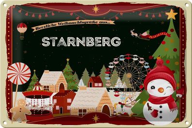 Blechschild Weihnachten Grüße Starnberg Geschenk Deko Schild tin sign 30x20 cm