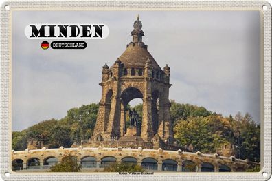 Blechschild Städte Minden Kaiser-Wilhelm-Denkmal 30x20 cm Schild tin sign
