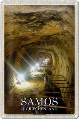 Blechschild Reise 20x30 cm Samos Griechenland Tunnel von Eupalinos tin sign