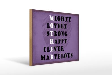 Holzschild Spruch 40x30 cm Mother mighty lovely happy Mama Schild wooden sign
