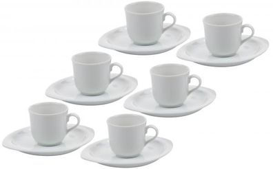 Espressotasse Oval Porzellan weiß - 6er Set Mokkatassen