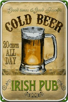 Blechschild Bier 20x30 cm Irish Pub gold beer good times Deko Schild tin sign