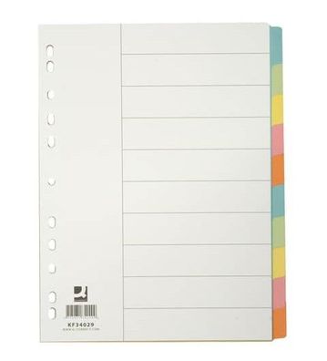 Farbregister Karton, A4, 10-teilig, farbig Q-CONNECT KF34029
