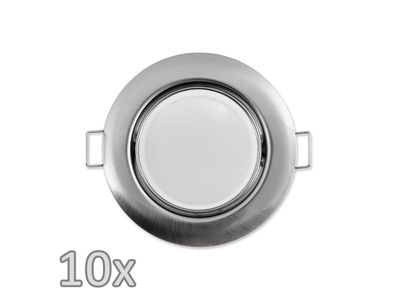 Einbauleuchten-Set McShine, 10xRahmen, 10xLED-Modul, 3W, 265lm, 230V, Edelstahl