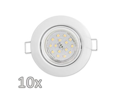 Einbauleuchten-Set McShine, 10xRahmen, 10xLED-Strahler, weiß, 5W, 500lm