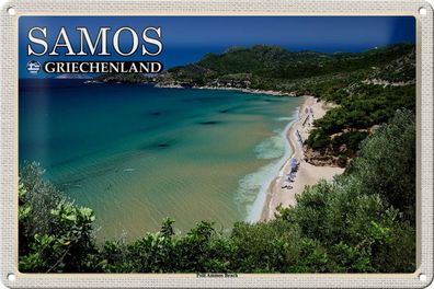 Blechschild Reise 30x20 cm Samos Griechenland Psili Ammos Beach Deko tin sign