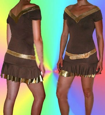 Sexy Miss Damen Mini Kleid Gürtel SeXy Girly Dress 34/36/38 braun gold NEU TOP