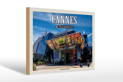 Holzschild Reise 30x20 cm Cannes Frankreich Casino Barrière Deko wooden sign